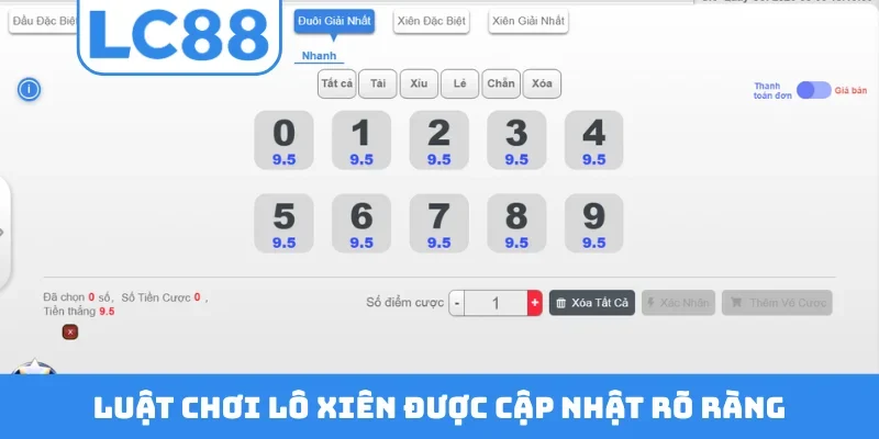 Luật chơi lô xiên được cập nhật rõ ràng