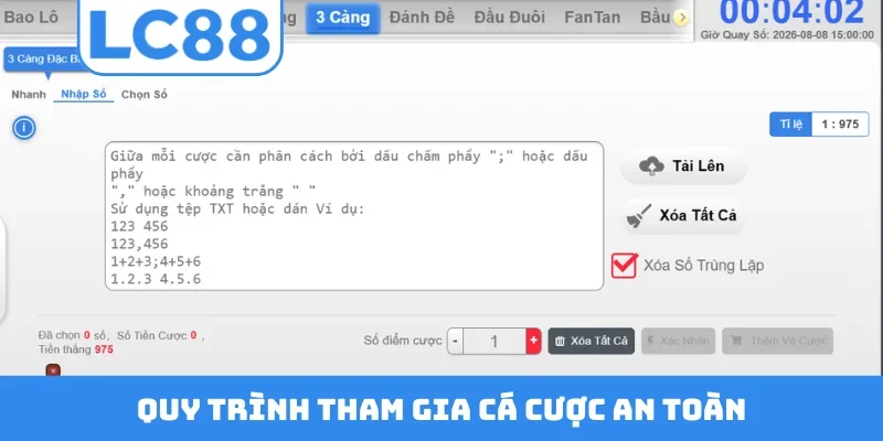 Quy trình tham gia cá cược an toàn